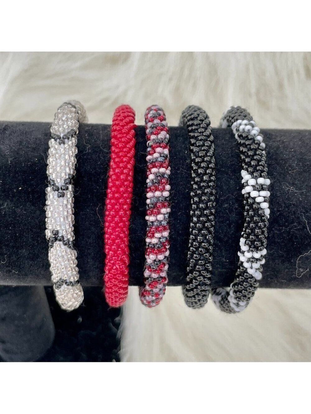 HAND CRAFTED in Nepal Beaded Bracelets (set of 5) #626